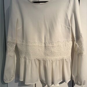 Twin-Set Cream Lace Peplum Blouse